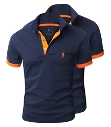 Poloshirt Männer Hemd Herren T-Shirts Polo Shirts Männer Sommer Poloshirt 2er-Pack Marine M