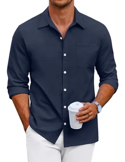 COOFANDY Herren Langarm Hemd Business Freizeithemd
