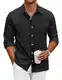 COOFANDY Hemd Herren Langarm Business Hemden Männer Oxfordhemd Button-Down Freizeithemd Casual Regular Fit Langarmhemd Baumwolle Herrenhemd Oberhemd Langarm mit Brusttasche Schwarz M