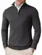 COOFANDY Rollkragenpullover Herren Zip Stehkragen Pullover mit Reissverschluss Troyer Herren Zipper Arbeitspullover Slim Fit Dunkelgrau S