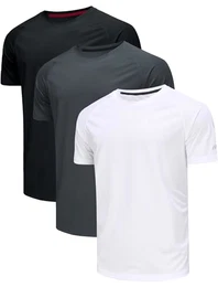 3er Pack T-Shirts Für Herren Fitness Sport Tshirts Herren Funktionsshirt Laufshirt Herren Kurzarm Sommer Fitnessshirt Trainingsshirt Sport Kleidung Männer Atmungsaktive Shirts-Schwarz grau weiß-M