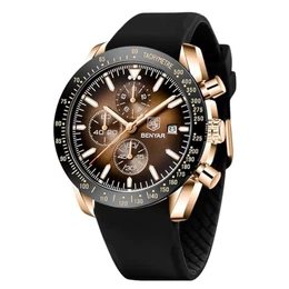 BENYAR Uhren Herren Chronograph Analog Quarz Armbanduhr Herren Wasserdicht Leuchtende Datum Silikon Armband Herrenuhr Mode Lässig Sport Business-Kleid Uhren fur Männer Elegantes Geschenk