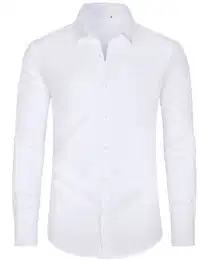 J.VER Hemd Herren Langarm Bügelfrei Business Hemd Regular Fit Anzug Freizeithemden Elastiscer Modische Herren Hemden,Weiß,M