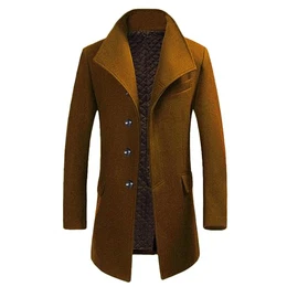 Wintermantel Mantel Herren Lang Slim Herrenmantel Winter Schwarz Business Mantel Herren Wolle Wollmantel Braun M