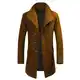 Allthemen Wintermantel Mantel Herren Lang Slim Herrenmantel Winter Schwarz Business Mantel Herren Wolle Wollmantel Braun M