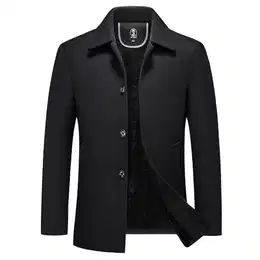 Herren Wintermantel Wolle Kurzmantel Herren Wollmantel Winterjacke Slim Fit für Business Freizeit Peacoat Herren Casual(Schwarz,M)