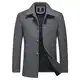 KUDORO Herren Wintermantel Wolle Kurzmantel Herren Wollmantel Winterjacke Slim Fit für Business Freizeit Peacoat Herren Casual(Grau,L)
