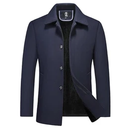 Herren Wintermantel Wolle Kurzmantel Herren Wollmantel Winterjacke Slim Fit für Business Freizeit Peacoat Herren Casual(Marineblau,M)