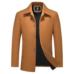 Herren Wintermantel Wolle Kurzmantel Herren Wollmantel Winterjacke Slim Fit für Business Freizeit Peacoat Herren Casual(Braun,M)