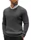 COOFANDY Herren Pullover mit Rundhals Business Strickpullover Feinstrick Herbst Pullover Ribbed Sweater Einfarbig Sweatshirt Pulli Dunkelgrau M