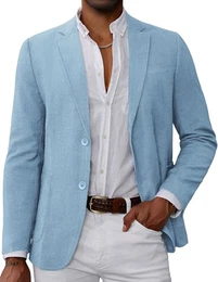 Lässiger Blazer für Herren, Anzugjacke, 2 Knöpfe, leicht, Sakko, Himmelblau, S