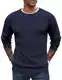 COOFANDY Pullover für Herren mit Rundhals Strickpullover Langarm Modern Winter Waffel Strick Winterpullover Navy blau M