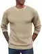 COOFANDY Herren Strickpullover mit Rundhals Einfarbig Langarm Waffel Winter Warm Männer Pullover Khaki M