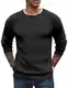 COOFANDY Herren Pullover Waffelstrick Strickpullover Winter Modern Einfarbig Männer Pulli mit Rundhals Schwarz M