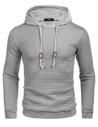 COOFANDY Herren Kapuzenpullover Hipster Gym Langarm Kordelzug Jacquard Pullover Hoodies Hellgrau
