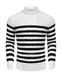 COOFANDY Pullover Herren Rollkragenpullover Strickpullover Rollkragen Winterpullover Rollkragenpulli Sweatshirt Rollkragen Longsleeve Sweater Freizeit Pullover Streifen-A M