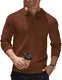 COOFANDY Pullover mit Polokragen Strick Poloshirt Langarm Polo Pullover für Herren Herrenpullover Langarm Winter Polo Sweater Golf Pullover Rotbraun M