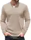 COOFANDY Pullover Herren Langarm Henley Kragen Casual Regular Fit Feinstrick Sweater Winter Basic Langarmshirt Helles Khaki XXL