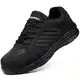 DYKHMILY Sicherheitsschuhe Herren Arbeitsschuhe Leicht Anti Smashing Atmungsaktiv Durchstichfest Bequem Mode Schutzschuhe Stahlkappe Sneaker(Schwarz Mode,41EU)