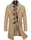 COOFANDY Mantel Herren Wintermantel Winterjacke Trenchcoat Windjacke Reversjacke Herrenmantel Kurzmantel mit Abnehmbaren Karierten Schals Männer Warmer Wollmantel Khaki M
