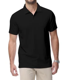 Poloshirt Herren Kurzarm Shirt Atmungsaktives Golf Polo Shirt Männer Sommer Polohemd Shirts Sport Basic Regular Tshirt(Schwarz-L)