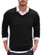 COOFANDY Herren Pullover V Ausschnitt Langarm Pullover Sweater Winter Männer Strickpullover Casual Pulli Schwarz M