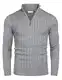 COOFANDY Basic Half Zip Strickpullover Herren Langarm Pullover Stehkragen Swestershirt Slim Fit Rollkragenpulli Einfarbig Pulli Grau M