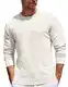 COOFANDY Herren Business Pullover Strick Langarm Strickpullover Rundhalsausschnitt Casual Basic Pulli Crimpen Kragen Weiß M