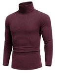 COOFANDY Rollkragenpullover Herren Rollkragenshirt Pullover Winter Dunkelrot