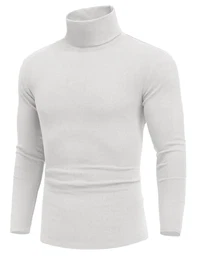 Rollkragenpullover Herren Winter Herren Rollkragenshirt Rollkragen Pullover Unterziehrolli Weiß M