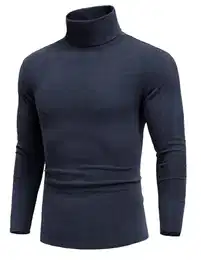 Rollkragenshirt Herren Thermo Pullover Rollkragenpullover Herren Winter Langarmshirt Persisches Blau M