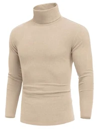 Rollkragenpullover Rollkragen Herren Warmer Pullover Turtleneck Herren Thermo Langarmshirt Hellkhaki M