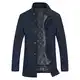 YOUTHUP Herren Mantel mit Winterweste Kurzer Wolle Wintermantel Winter Outdoor Dicker Wollmantel, Blau 1853, M