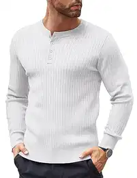 Pullover Knopfleiste Herren Henley Pullover Bussiness Strickpullover Herrenpullover Rundhals Langarm Feinstrickpullover Weiß M