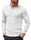 COOFANDY Pullover Knopfleiste Herren Henley Pullover Bussiness Strickpullover Herrenpullover Rundhals Langarm Feinstrickpullover Weiß M