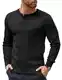 COOFANDY Henley Herren Pullover Pullover mit Knopfleiste Strickpullover Herren Rundhals Langarmshirt Regular Fit Schwarz M