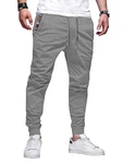 Elegancity Herren Jogginghose Slim Fit Casual Chino Hose Outdoor Hikinghose Mit Bundgummi Stretch Sporthosen Grau