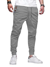 Herren Jogginghose Slim Fit Casual Chino Hose Outdoor Hikinghose Lang Mit Bundgummi Stretch Sporthosen Grau, M