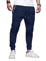 Herren Jogginghose Slim Fit Casual Chino Hose Outdoor Hikinghose Lang Mit Bundgummi Stretch Sporthosen Blau, M
