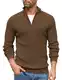 COOFANDY Pullover Herren 1/4 Zip Rollkragenpullover Troyer Rollkragenpulli Strickpullover Winterpullover Stehkragen Pullover Leichte warm Arbeitspullover Braun S