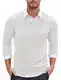 COOFANDY Herren Pullover V Ausschnitt mit Hemdkragen Business Pullover Langarmshirt Strickpullover Basic Sweater Pulli Reines Weiß M