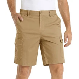 Herren Cargo Shorts Baumwolle Lose Fit Kurz Hose Sommer Viele Tasche (Ohne Gürtel) Jogginghose Kurz Sommerhose Herren Kurz Cargo