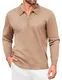 COOFANDY Herren Pullover mit Viertelreißverschluss Langarm Leichte Polo Pullover Freizeit Business Poloshirt Khaki M