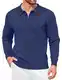 COOFANDY Herren Pullover Half Zip Pullover mit Hemdkragen Strick Freizeit Basic Polo Langarmshirt Blau M
