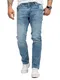 Lorenzo Loren Herren Jeans Regular Fit Stretch Jeans Männerhose Herrenjeans Denim Hosen Herrenhose Straight Cut Stonewashed LL-4001 Blau W33 L34