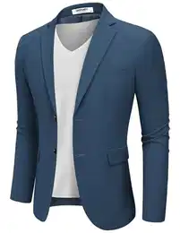 Sakko Herren Blazer Sportlich Modern Anzugjacken für Herren Business Freizeit Slim Fit Jackett Sommer Blau M