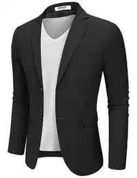 Sakko Herren Sportlich Blazer Anzugjacken Business Freizeit Slim Fit Jackett Sommer Sportsakko Schwarz M