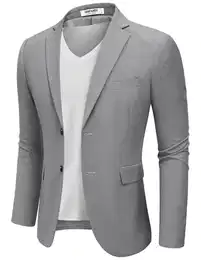 COODANDY Sakko Herren Sportlich Blazer Slim Fit Anzugjacken für Herren Sportsakko Freizeit Jackett Business Grau M