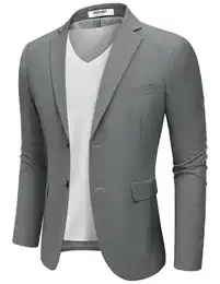 Blazer Herren Regular Fit Sakko Herren Sportlich Anzugjacken Freizeit Jacket Freizeit Leinen Dunkelgrau M