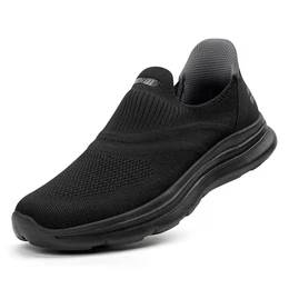 Slip on Sneaker Herren Ohne Schnürsenkel Schuhe Outdoor Sportschuhe Laufschuhe Leichtgewichts Atmungsaktiv Hand-Free Freizeit Straßenlaufschuhe Ganz in Schwarz QUANHEI-41